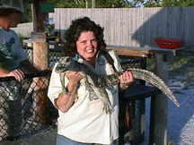 Joanne  holding alligator